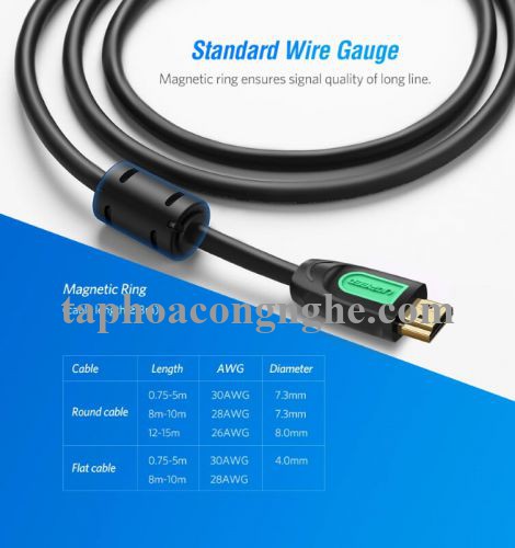 Ugreen 40463 3M màu Đen Cáp tín hiệu HDMI chuẩn 1.4 hỗ trợ phân giải 4K * 2K HD101 30040463